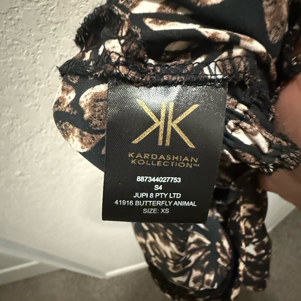 Kardashian Kollection Black and Brown Animal Print Jumpsuit Sz XS - Picture 9 of 10